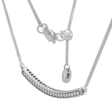 Sterling Silver CZ Heart Bar Choker Necklace