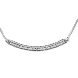 Sterling Silver CZ Heart Bar Choker Necklace