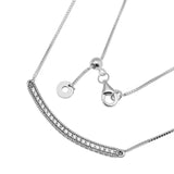 Sterling Silver CZ Heart Bar Choker Necklace