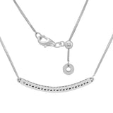 Sterling Silver CZ Heart Bar Choker Necklace