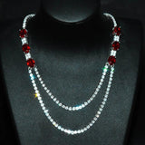925 Silver Chain Necklace Lab Sapphire Emerald Wedding Chocker Necklace