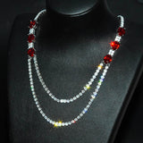 925 Silver Chain Necklace Lab Sapphire Emerald Wedding Chocker Necklace