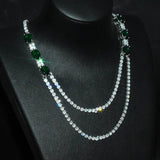925 Silver Chain Necklace Lab Sapphire Emerald Wedding Chocker Necklace