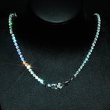 925 Silver Chain Necklace Lab Sapphire Emerald Wedding Chocker Necklace