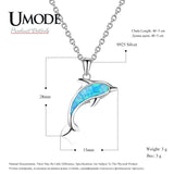 925 Sterling Silver Opal Dolphin Pendant Necklace for Women ULN0481