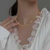 925 Silver Golden Geometric Necklace Chain Women Clavicle Ornaments Gift