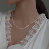 925 Silver Golden Geometric Necklace Chain Women Clavicle Ornaments Gift