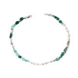 Green Stone Pearl Necklace for Women Personality Clavicle Chain