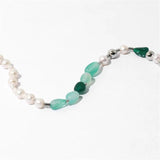 Green Stone Pearl Necklace for Women Personality Clavicle Chain