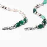 Green Stone Pearl Necklace for Women Personality Clavicle Chain