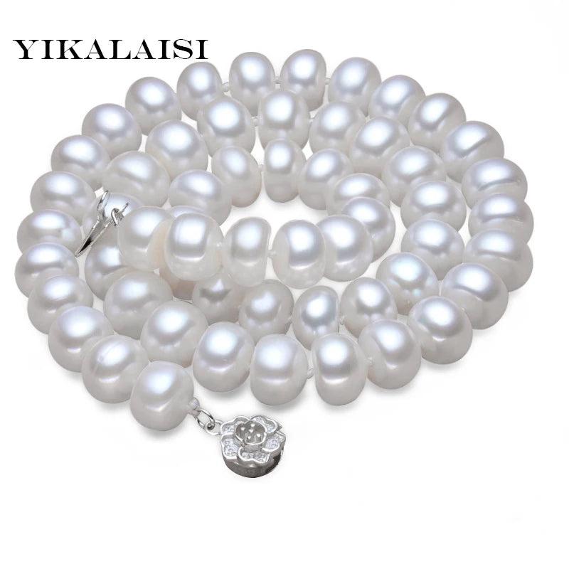 925 Silver Freshwater Pearl Necklace 8-11mm Womens Jewelry