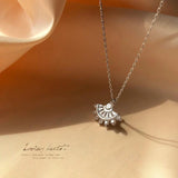 S925 Sterling Silver Small Fan-Shaped Skirt Necklace Female Kpop Chain