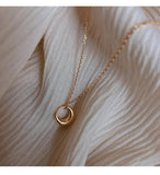 925 Sterling Silver Geometric Circle Necklace Female Chain