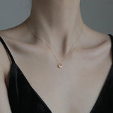 925 Sterling Silver Geometric Circle Necklace Female Chain