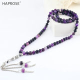 Purple Agate Stone Round Shape Prayer 99 Beads Islamic Tasbih 8mm