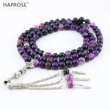 Purple Agate Stone Round Shape Prayer 99 Beads Islamic Tasbih 8mm