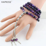 Purple Agate Stone Round Shape Prayer 99 Beads Islamic Tasbih 8mm