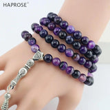 Purple Agate Stone Round Shape Prayer 99 Beads Islamic Tasbih 8mm