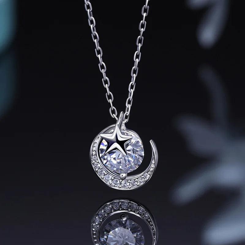S925 Sterling Silver Moonlight Moissanite Necklace Women's Gift