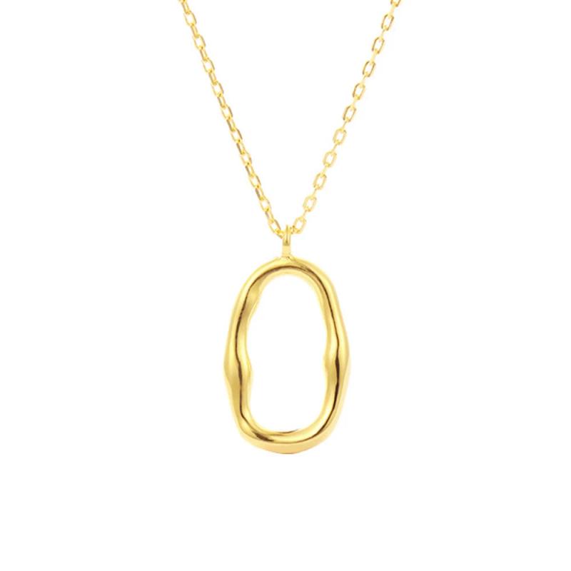 S925 Sterling Silver Necklace Circle Irregular Collar Chain Holiday Jewelry