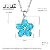 925 Silver Opal Daisy Flower Pendant Necklace for Women