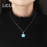 925 Silver Opal Daisy Flower Pendant Necklace for Women