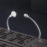 S925 Silver Ethnic Flower Bracelet European Cross-border Bangle