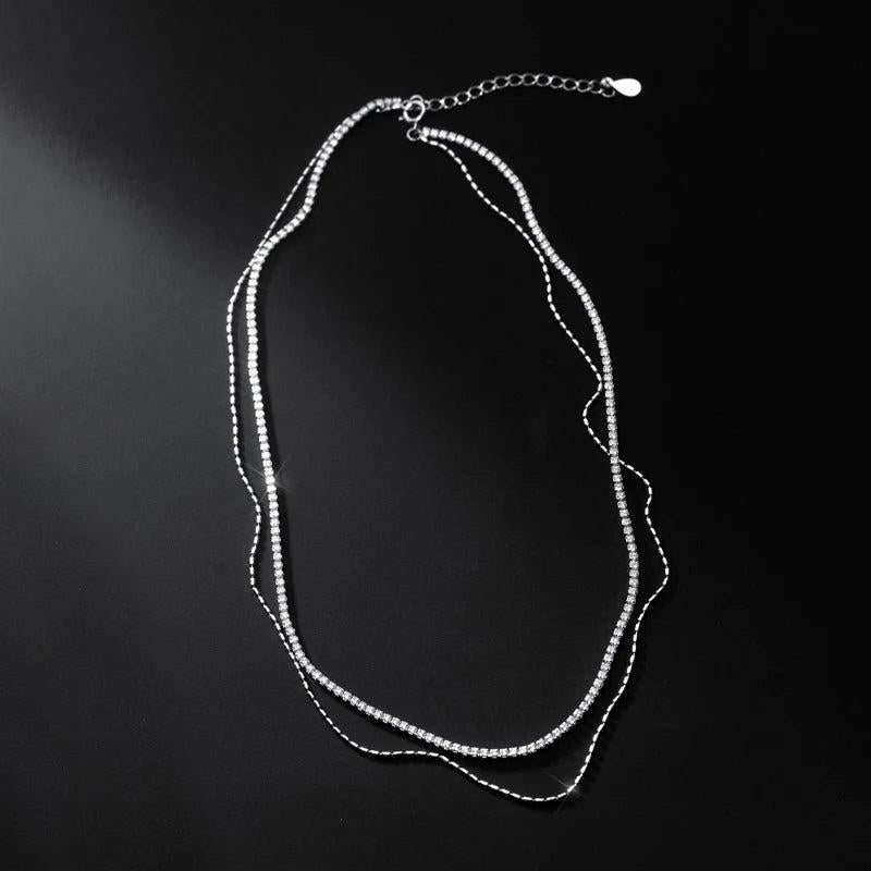 925 Silver Women's CZ Tennis Necklace Chain