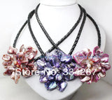 Mother of Pearl Shell Flower Pendant Necklace