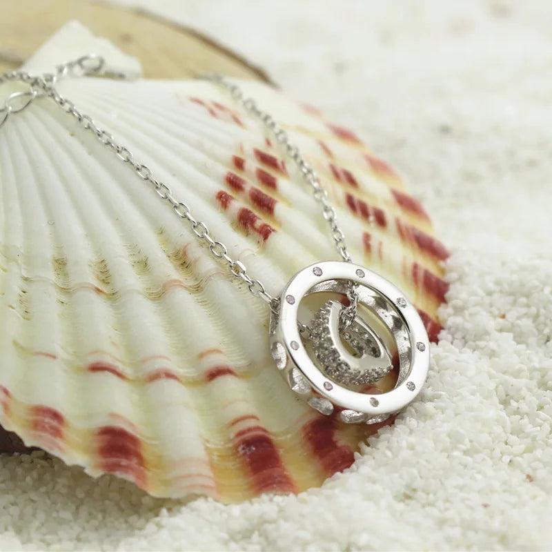 S925 Silver Heart Pendant Love Clasp Diamond Necklace