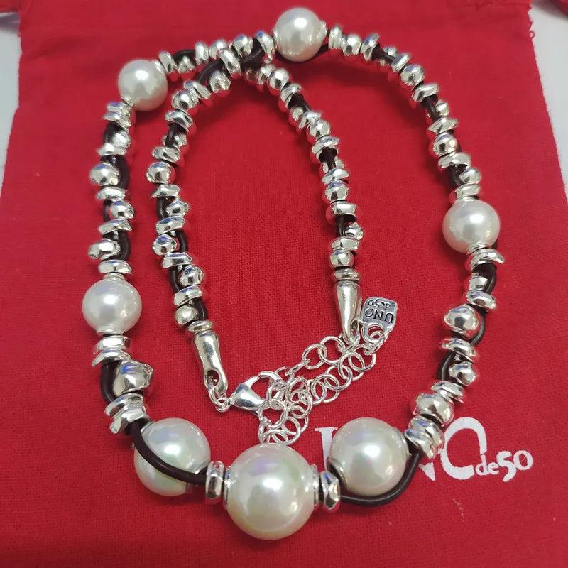 925 Silver Pearls Chain Charm Necklace