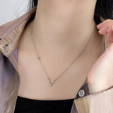 925 Silver V Letter Pendant Necklace 18 Inch