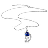 925 Silver Zircon Moon Necklace Chocker Romantic Rose Pendant Chain