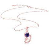 925 Silver Zircon Moon Necklace Chocker Romantic Rose Pendant Chain
