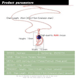 925 Silver Zircon Moon Necklace Chocker Romantic Rose Pendant Chain