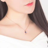 925 Silver Zircon Moon Necklace Chocker Romantic Rose Pendant Chain
