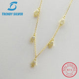 925 Silver Pendant Necklace Rose Cubic Zircon Choker Chain Women Jewelry