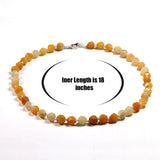 Yellow Jade Quartz Necklace Gem Face Beads Silver 925 Button Necklaces