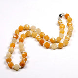 Yellow Jade Quartz Necklace Gem Face Beads Silver 925 Button Necklaces
