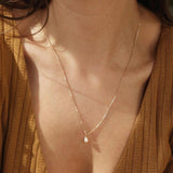 Water Drop Pearl Pendant Necklace 14K Filled Choker Boho Collier Femme
