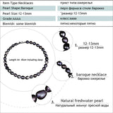 Baroque Pearl Necklace Freshwater Fine Choker for Party