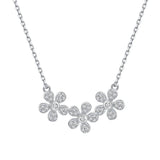 925 Silver Flower Diamond Gemstone Pendant Necklace