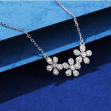 925 Silver Flower Diamond Gemstone Pendant Necklace