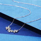 925 Silver Flower Diamond Gemstone Pendant Necklace