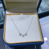 925 Silver Flower Diamond Gemstone Pendant Necklace