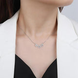 925 Silver Flower Diamond Gemstone Pendant Necklace