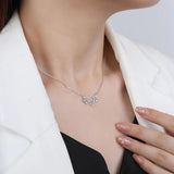 925 Silver Flower Diamond Gemstone Pendant Necklace