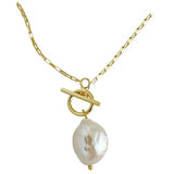 Baroque Pearl Pendant Necklace Women 925 Silver 18K Plated