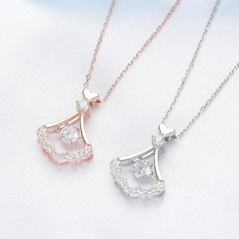 S925 Sterling Silver Women's Skirt Fan Necklace