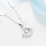 S925 Sterling Silver Women's Skirt Fan Necklace
